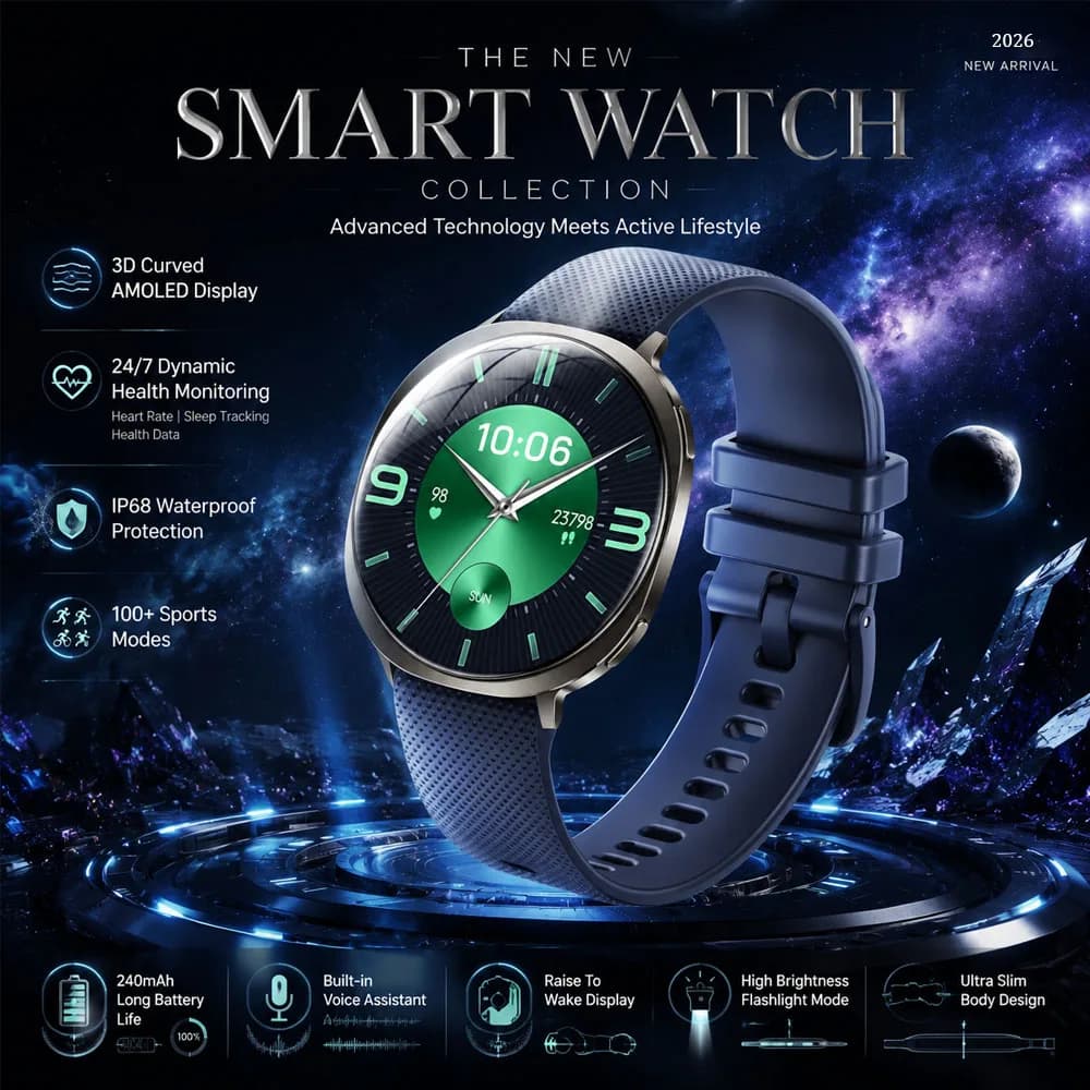 New Round Curved Screen M301 Smart Watch Flashlight Health Tracking Fitness Sports Modes IP68 Waterproof Smartwatch Men Women