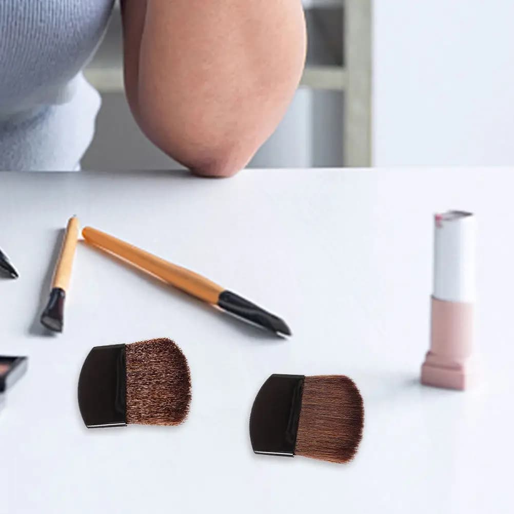 Set of 3 Mini Makeup Brushes with Short Sleeve for Cypria, Fondotinta, Blush and Umbrella - Travel Set for Viso Powder
