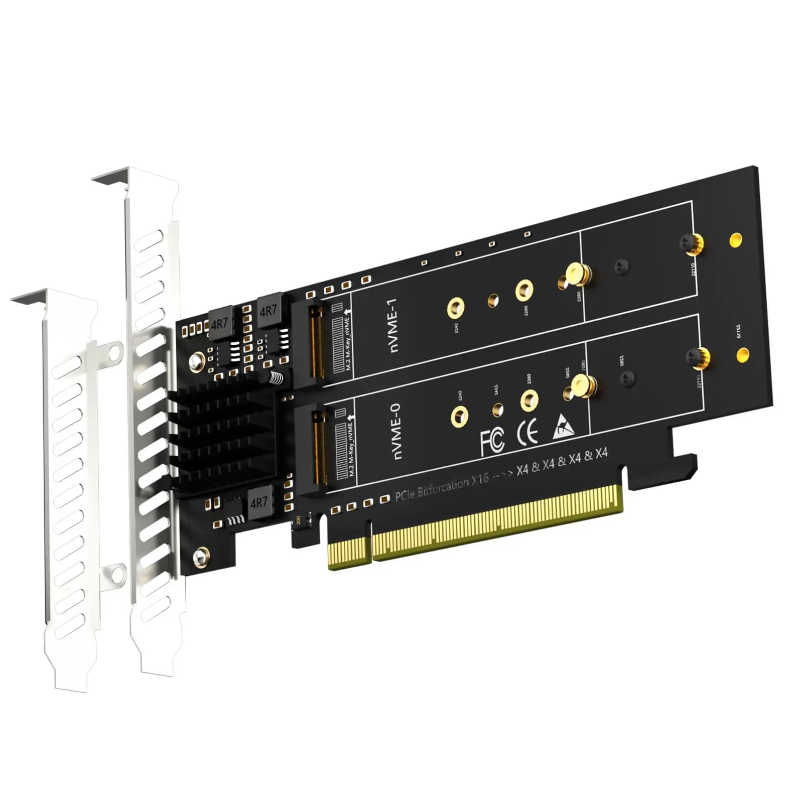 4-slot M.2 PCIe Adapter for 2 M.2 NVMe SSD, Software M.2 SSD RAID, No PCIe Bifurcation