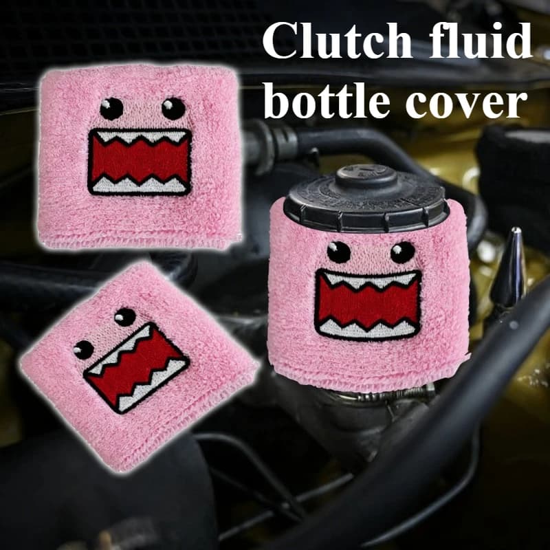 Pink and Brown Domo Kun Brake Fluid Reservoir Sock Car Clutch Oil Tank Cover Universal Fit Auto Modification indian motorcycle