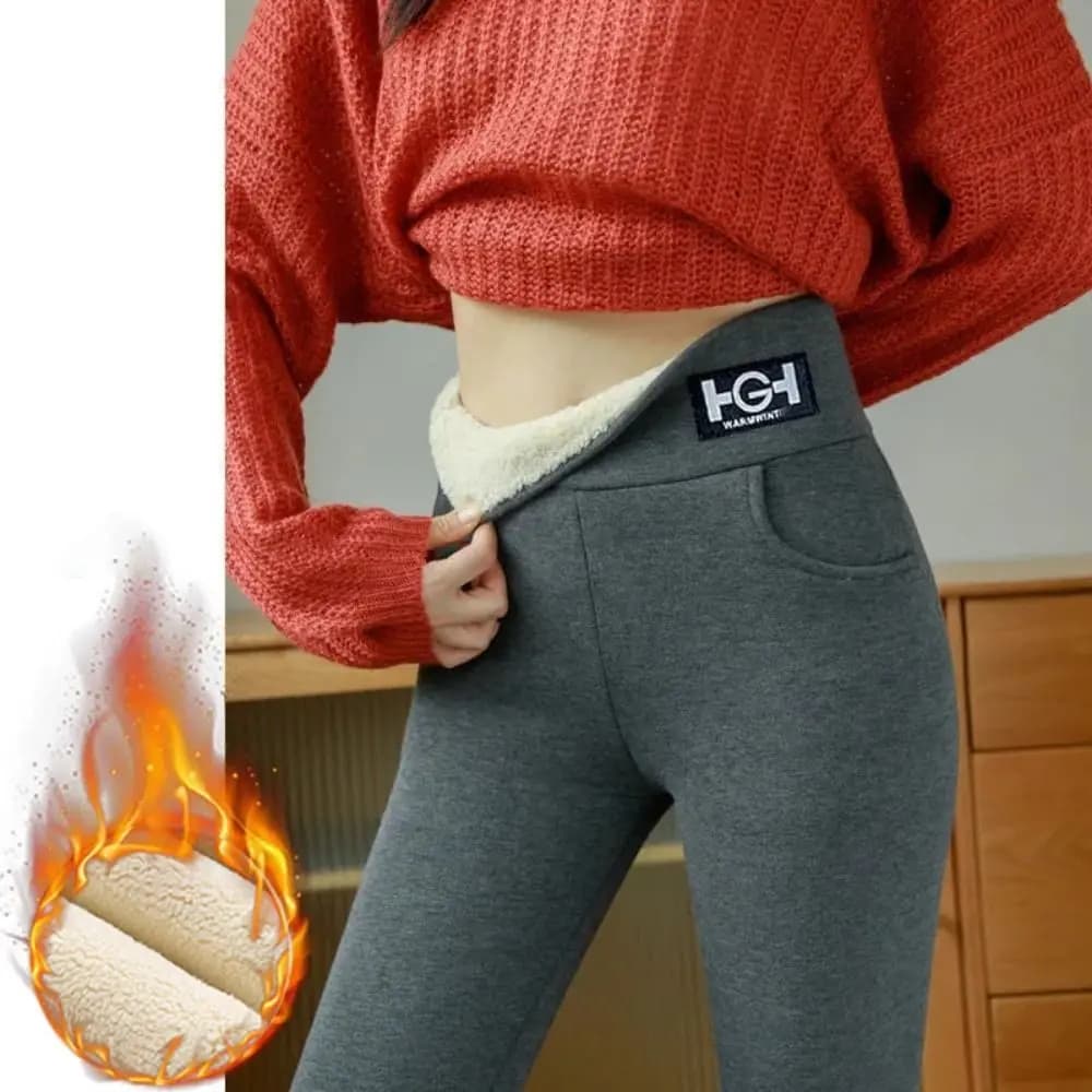Leggings foderati in pile addensato Autunno Inverno Leggings termici morbidi a vita alta Leggings soffici flessibili Donna Ragazza
