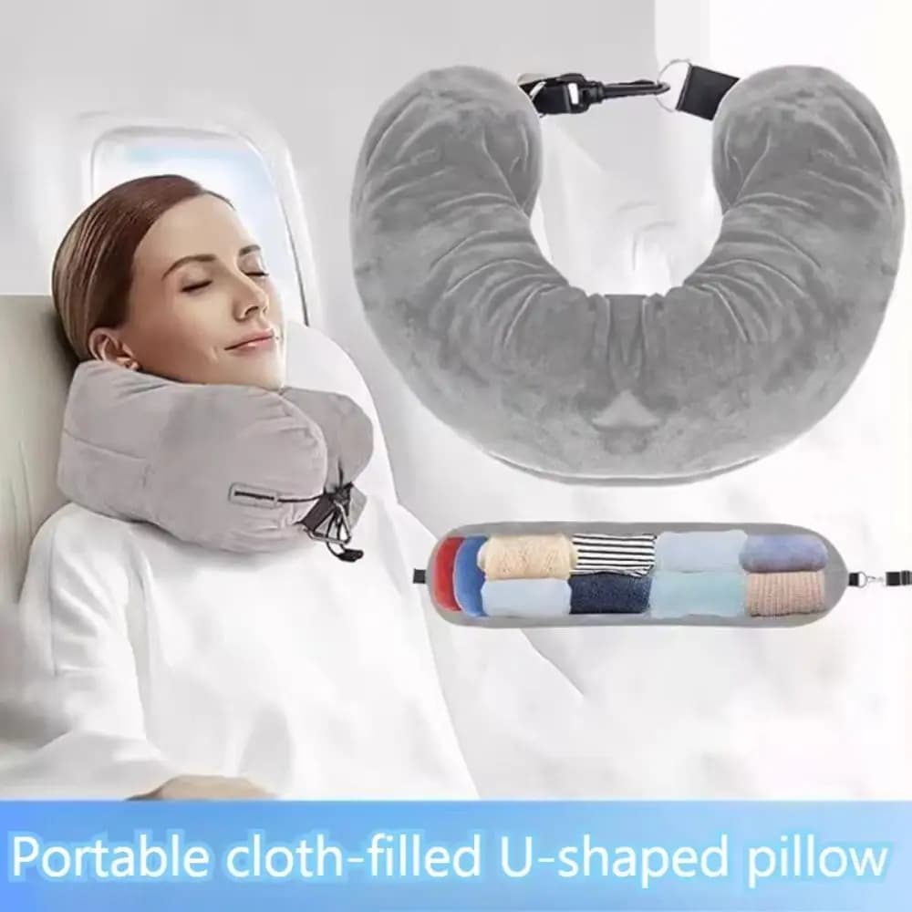Cuscino da viaggio impermeabile per il collo Comodo cuscino riempibile con tracolla regolabile Cuscino cervicale morbido portatile per riporre i viaggi