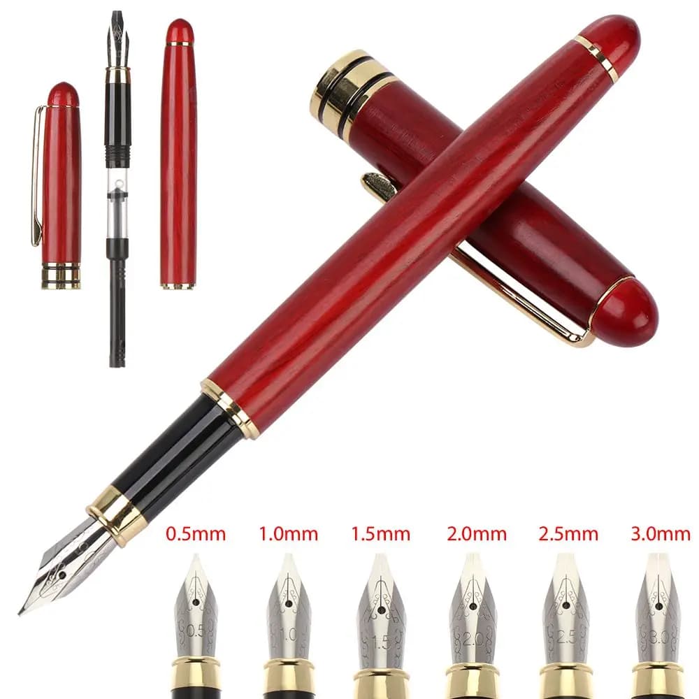 Stationery Signature Stroke Calligraphy Mahogany Pencil Ink Refills Metal Pen Clip Bamboo Fountain Pens