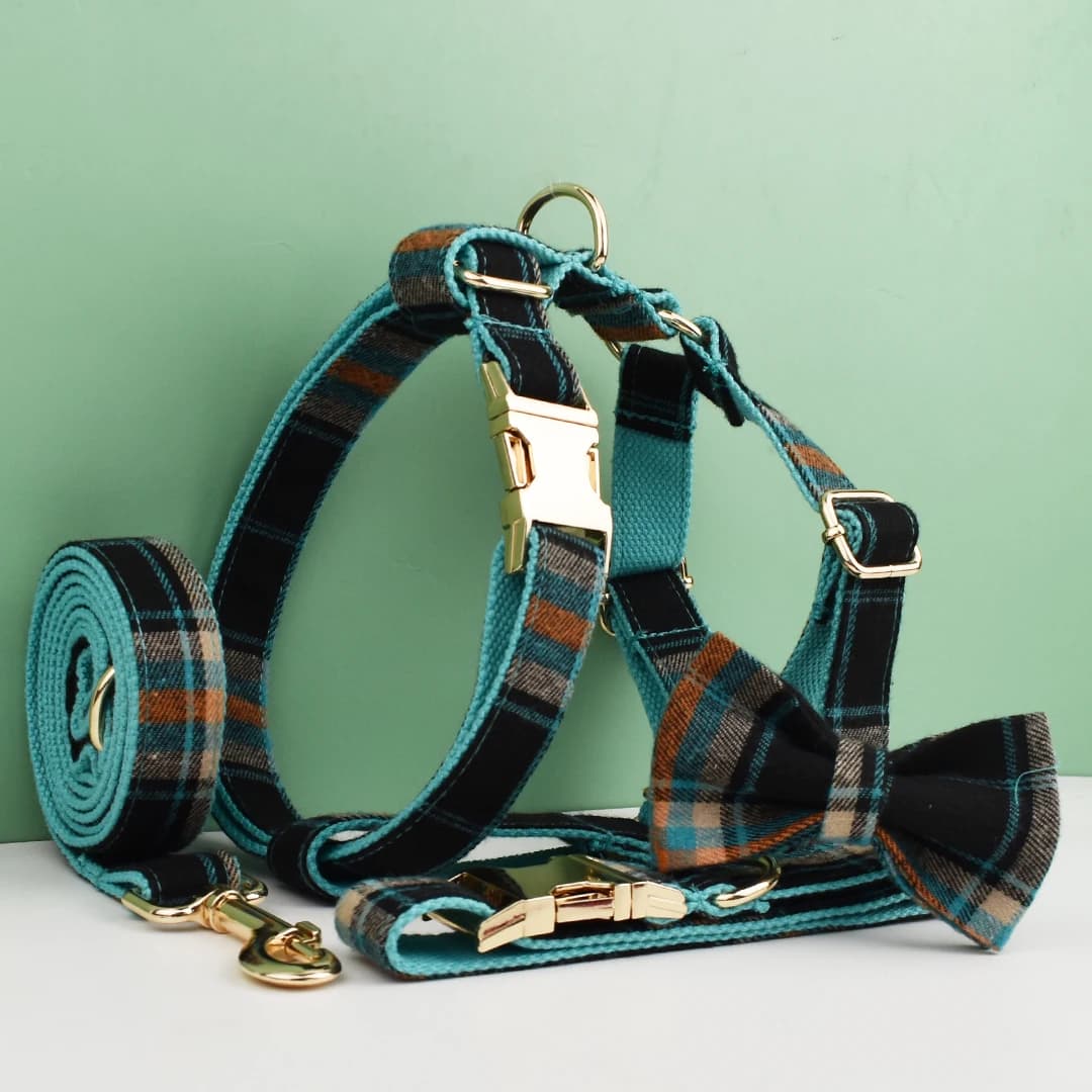 Collare e guinzaglio di lusso per cani, pettorina personalizzata con logo, accessori TS, set collare e guinzaglio per cani, collare per cani con bandiera americana, modello Grid 14