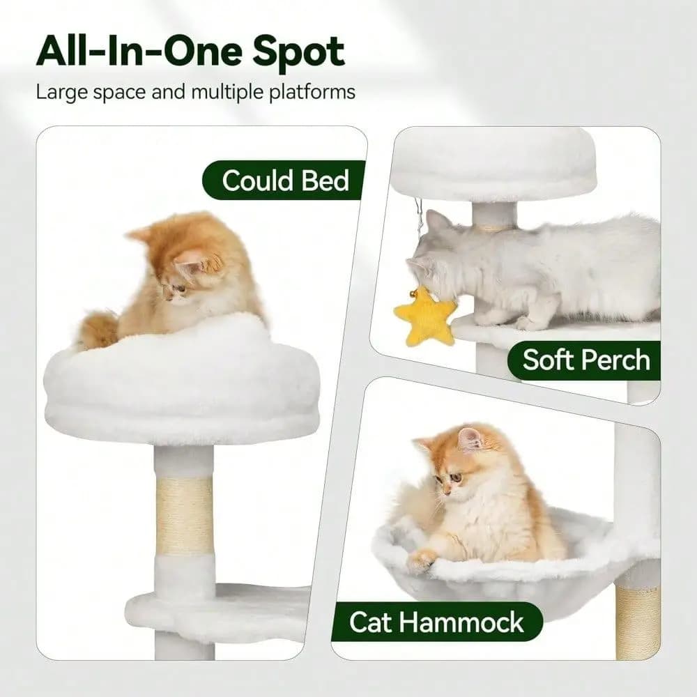 Albero per gatti, simpatico albero per gatti a forma di nuvola per gattini e gatti piccoli sotto i 6 mesi fino a 4 kg, torre per gatti con tiragraffi, doppia casetta, in peluche
