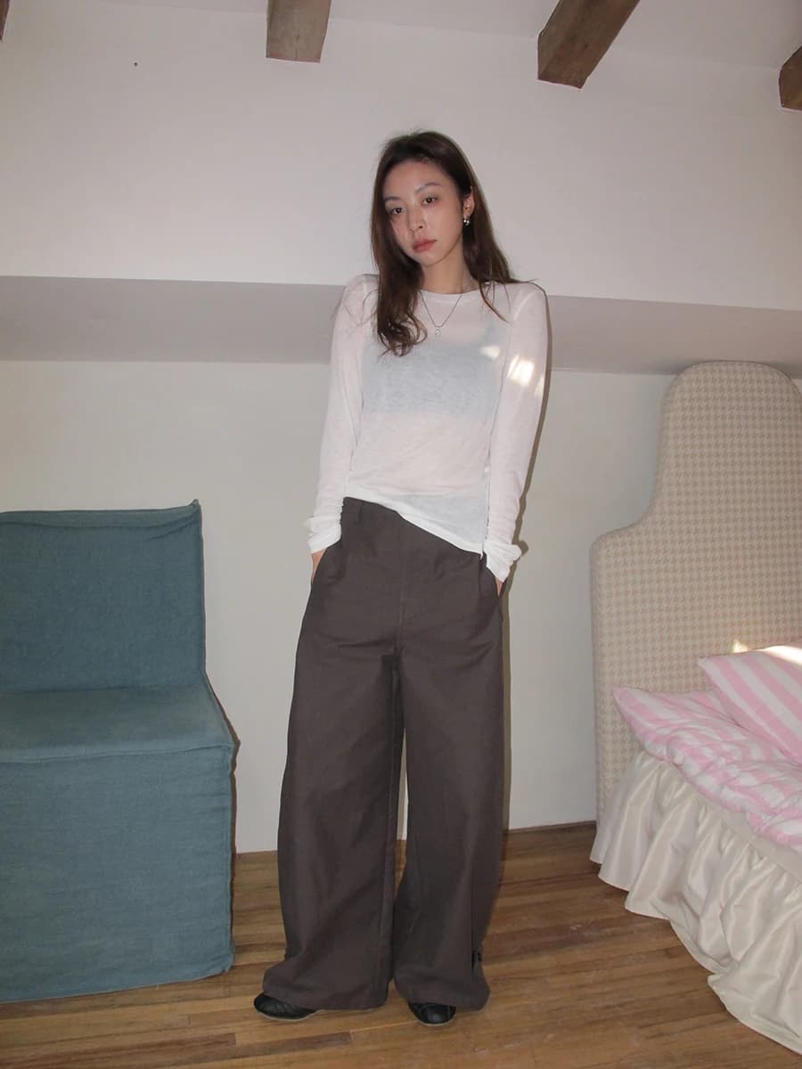 Pantaloni Budapest con Cintura in Vita, Taglio 3D, Casual, Gamba Dritta e Larga, Comodi e Traspiranti in Misto Cotone per Donna