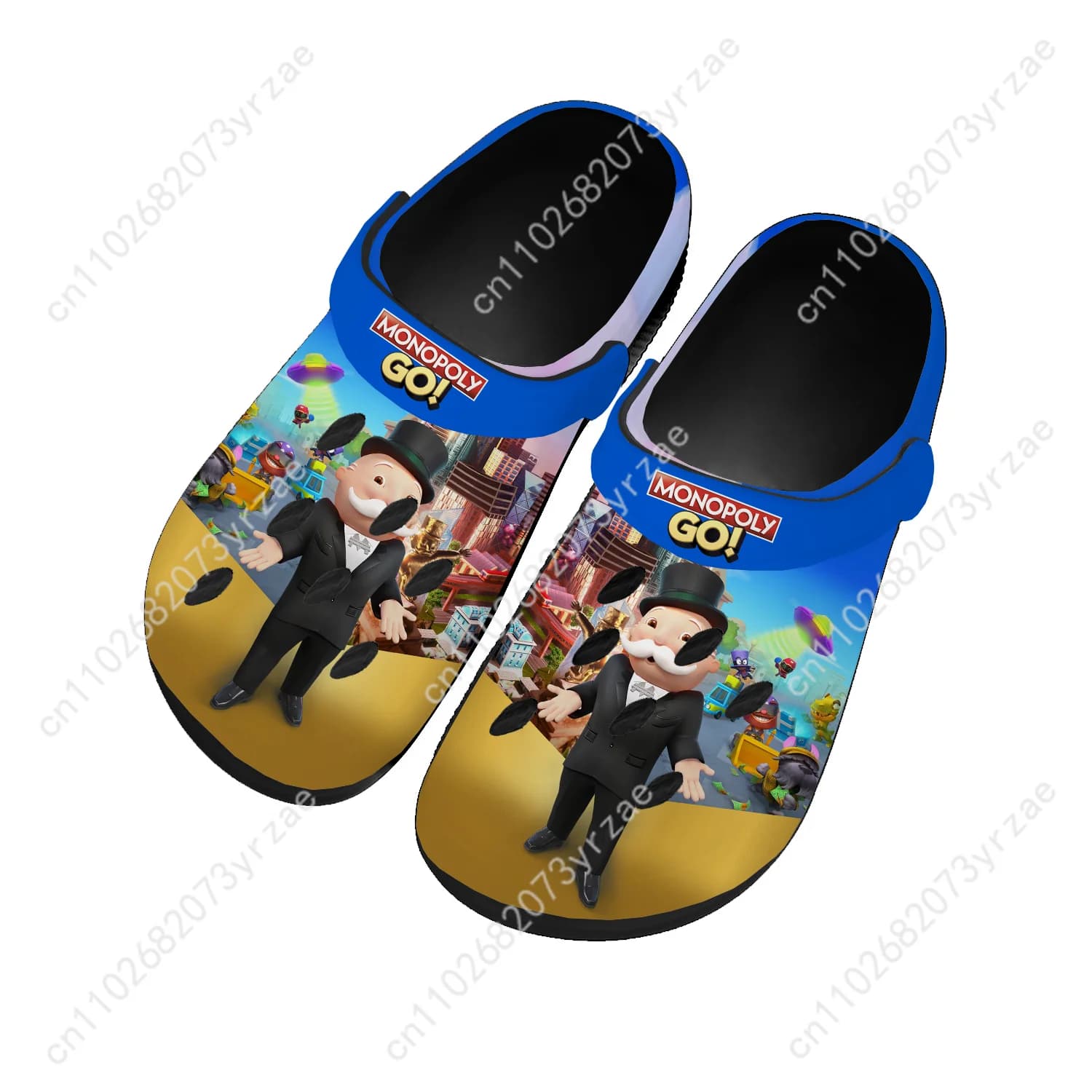Monopoly Go Home Clogs Hot Cartoon Game Scarpe Acquatiche Personalizzate alla Moda per Uomo Donna e Ragazzo, Ciabatte da Giardino e Spiaggia con Fori, Sandali