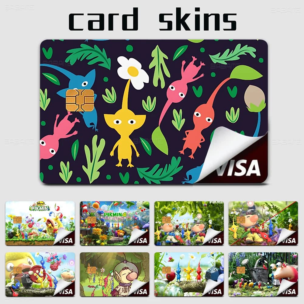 P-Pikmin Gioco Adesivi per la pelle della carta di credito Nessun residuo adesivo Resistente all'acqua per la carta di credito VISA Scheda di accesso della metropolitana