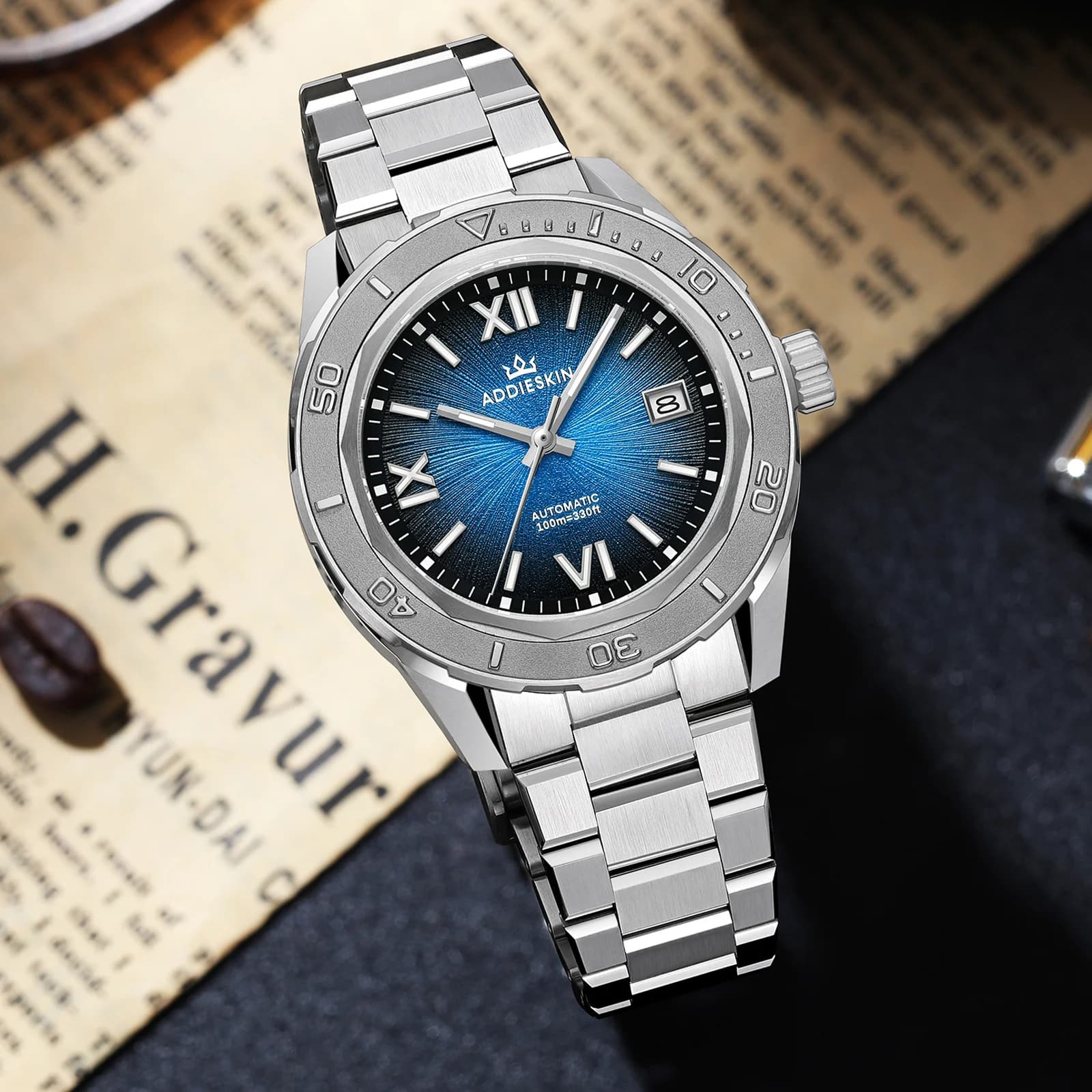AddiesKin Giappone 9015 Orologio da polso meccanico Top Brand di lusso Vetro zaffiro Trasparente Caseback Orologi automatici Uomo NUOVO Orologio