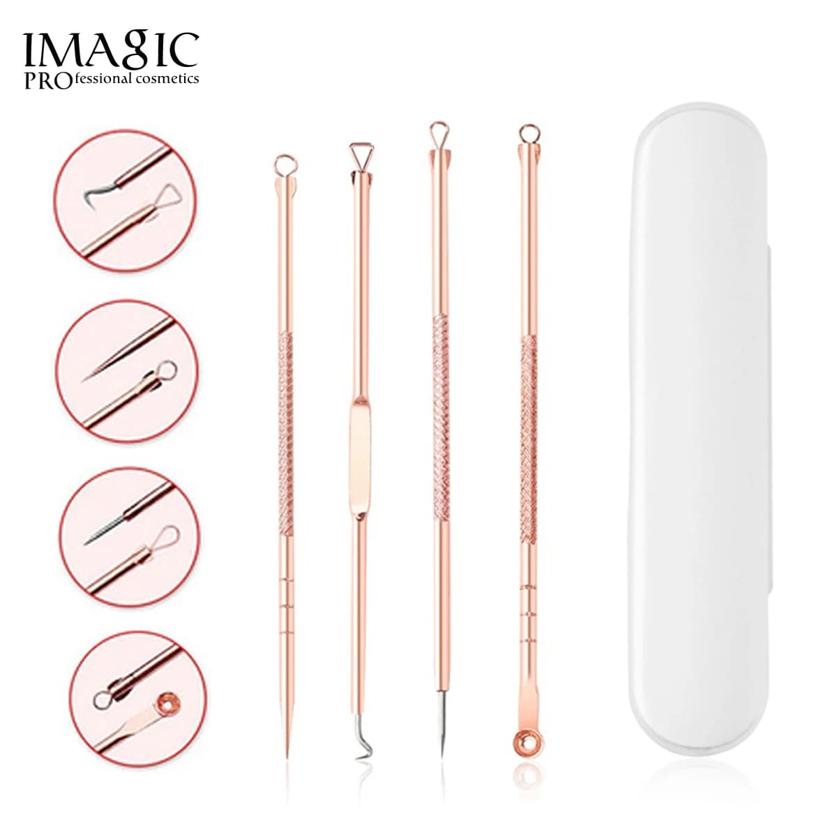 IMAGIC 4 Pz/set In Acciaio Acne Punti Neri Set Rimozione Aghi Macchie Nere Poro Detergente Detergente di Bellezza Bellezza Viso Strumento di Cura Della Pelle
