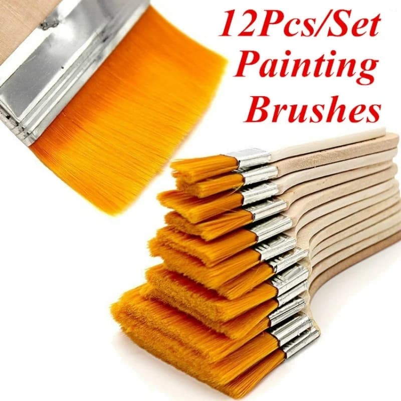 12Pcs Paint Brush Set Memory Nylon Brushes For Acrylic Watercolor Oil Painting Artist School Student Art Supplies Tools