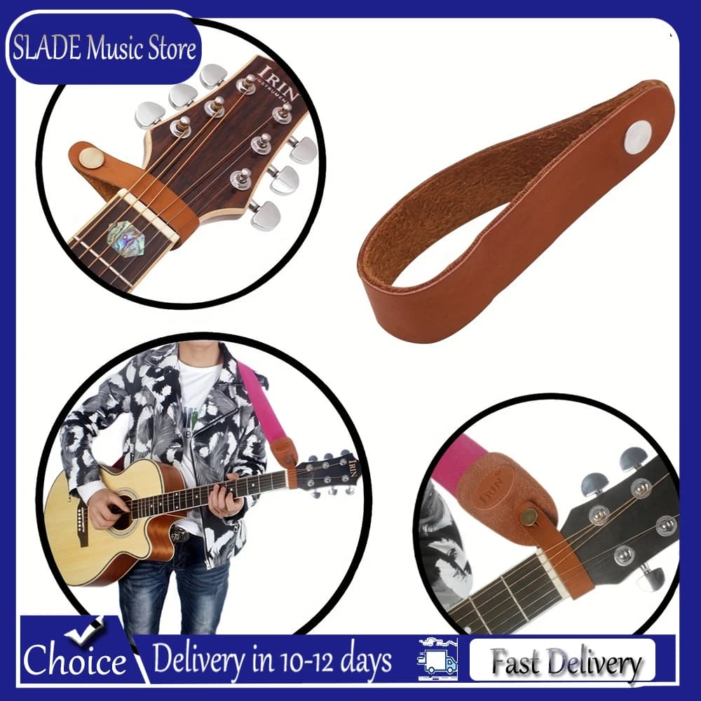 Guitar Strap Button Headstock Adapter - 1 pc. Vintage Leather with Latch for Ukuleles, Bass, Acoustic & Electric Guitars.