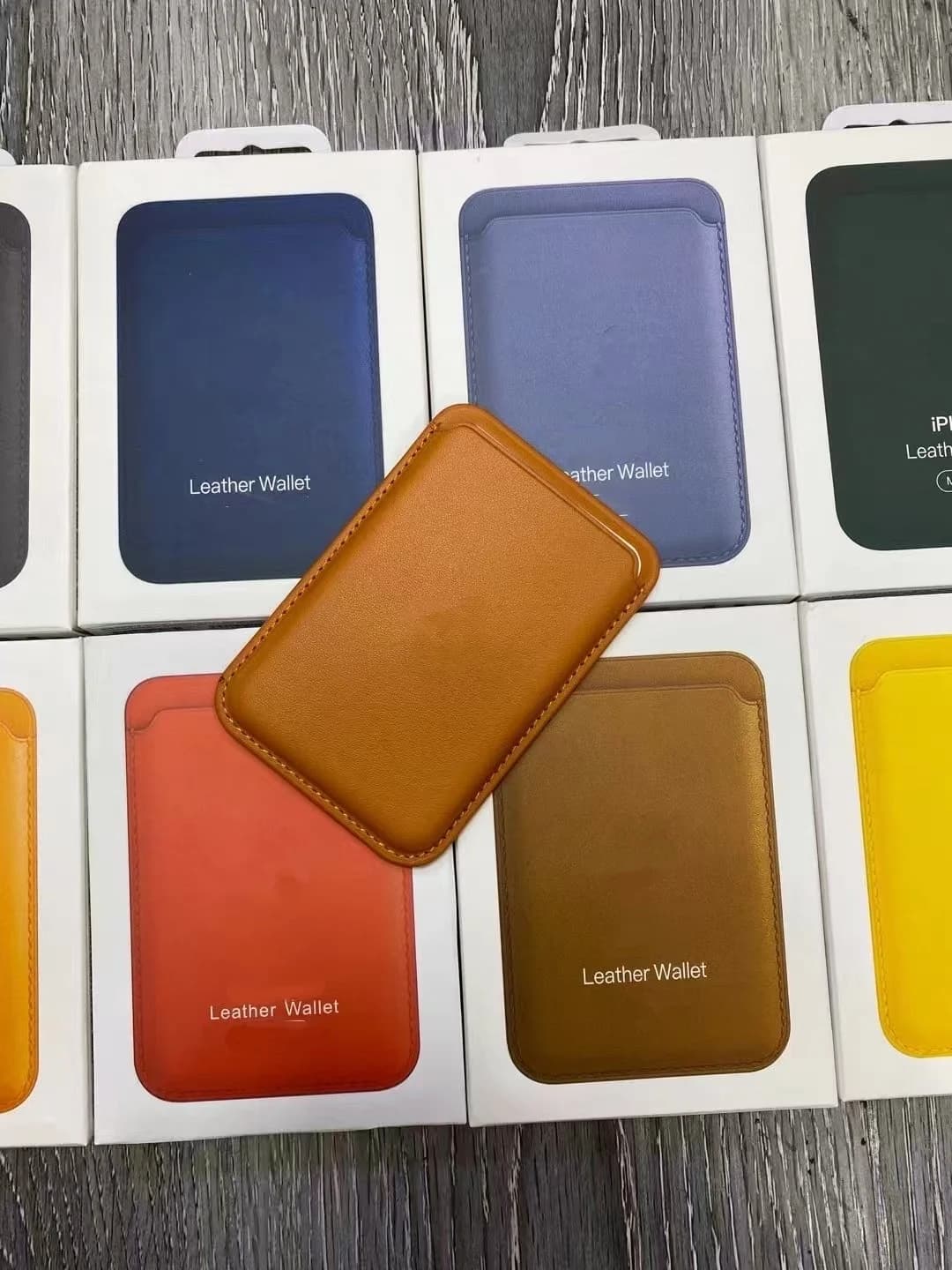 Leather wallet with card case and MagSafe magnetic holder, compatible with all iPhones, back case for phone with MagSafe card holder.