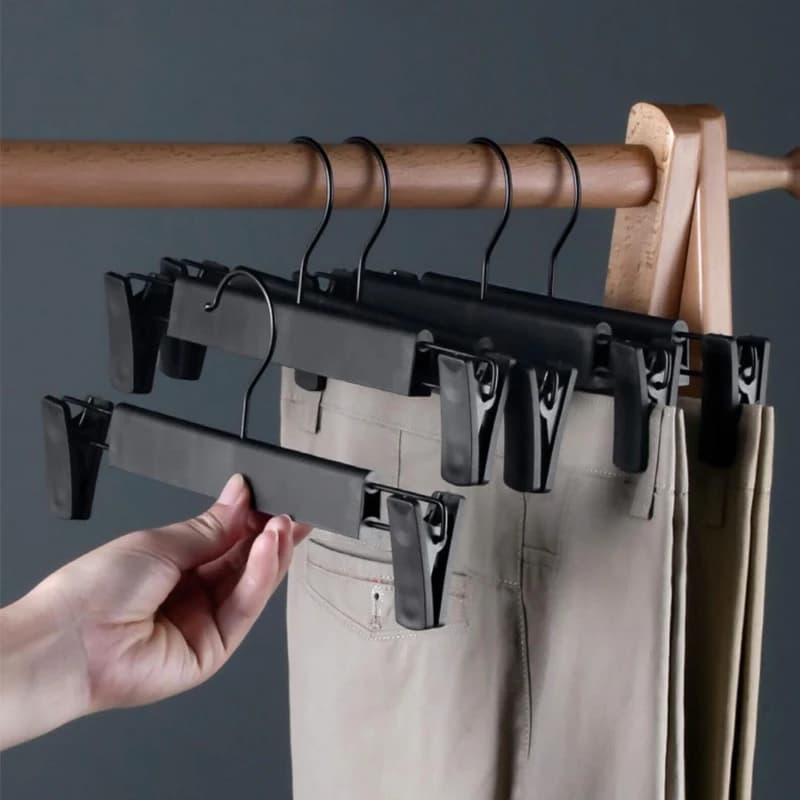 10Pcs Clothes Pants Hangers, Space-Saving Skirt Holders, Adjustable Clips, Trouser Hangers, Clothes Coat Garment Jeans Hangers
