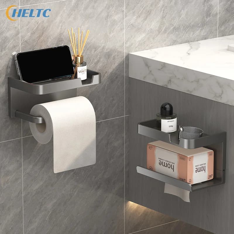 Self Adhesive Tssue Holder Punch-free Roll Paper Holders Kitchen Toilet Paper Storage Hook Stainless Steel Wall Mount Towel Rac