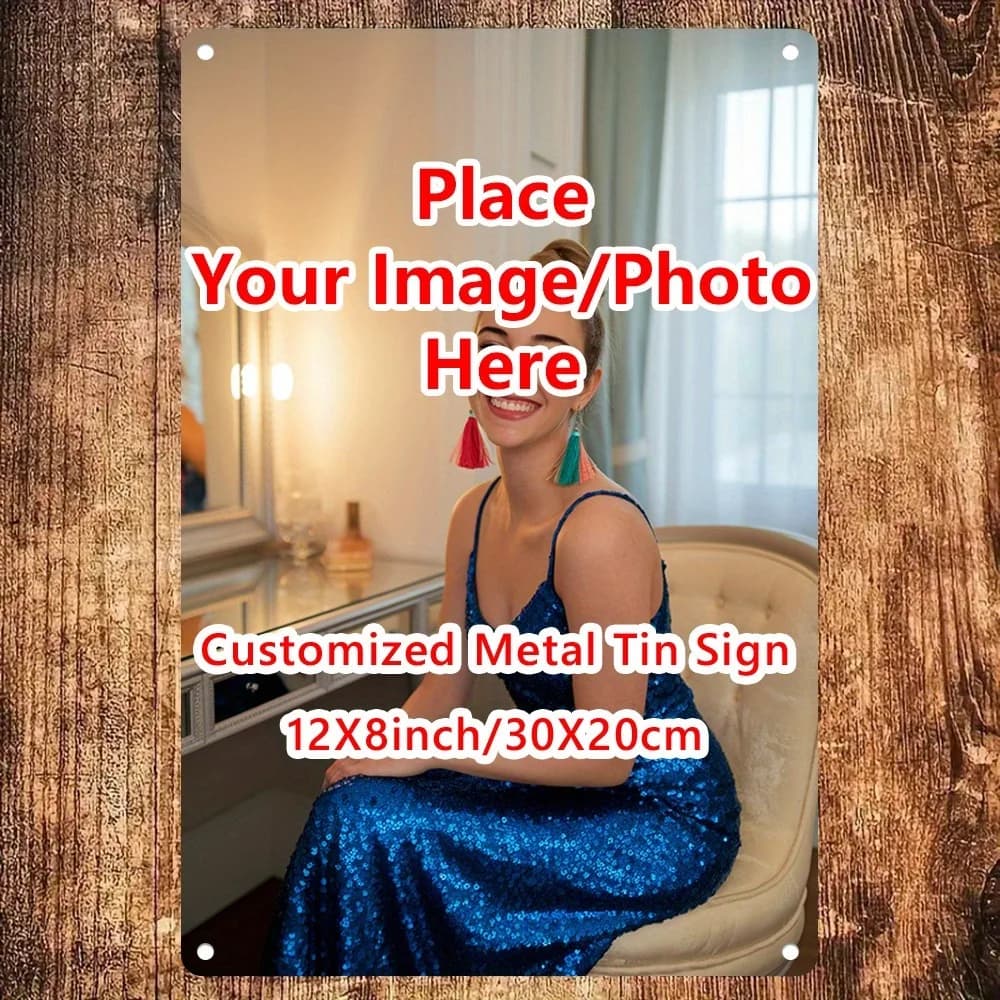 Personalized Iron Photo Wall Sign, Upload Custom Image, Durable Decor Board for Home, Office, Bar & Classroom