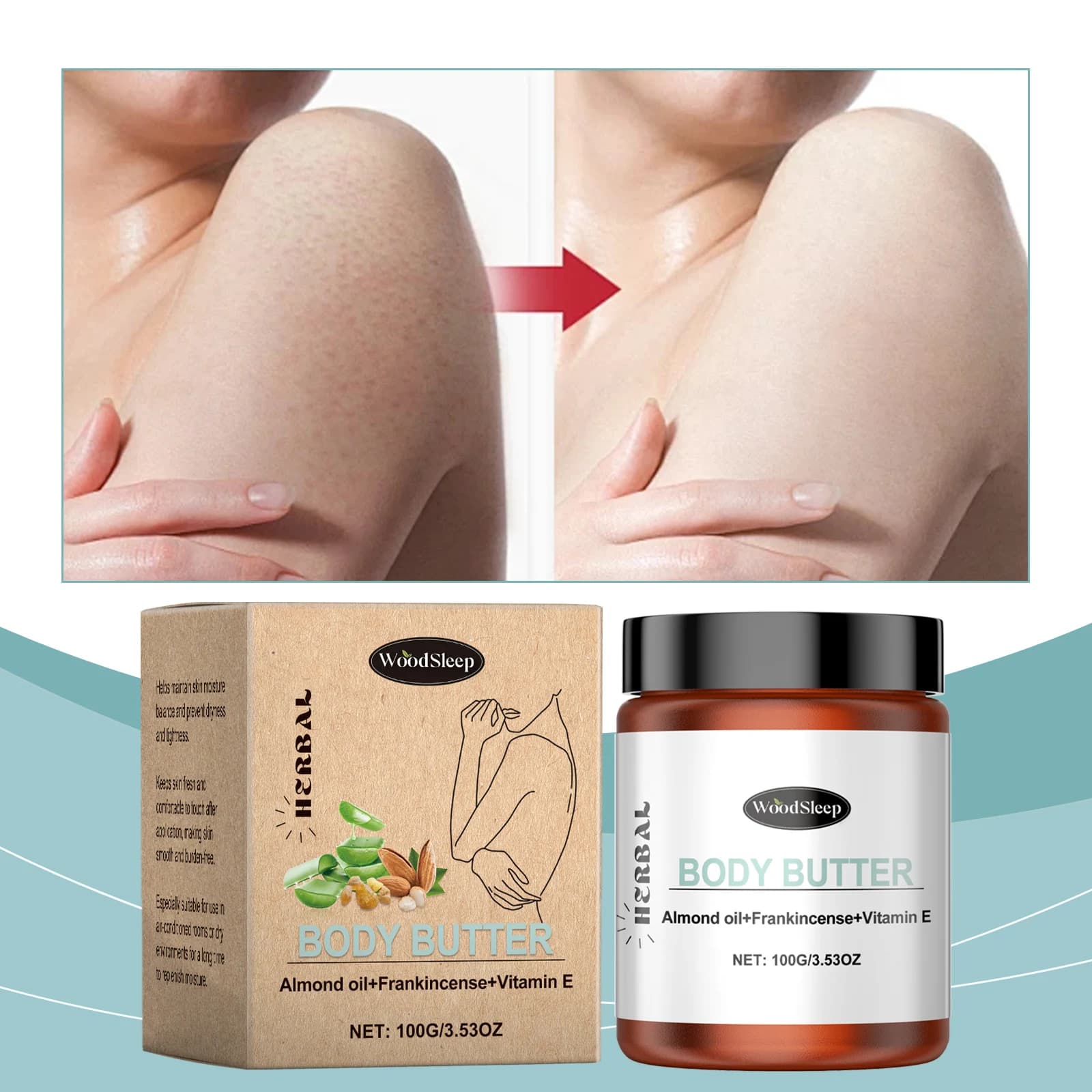 WOODSLEEP Burro corpo idratante con estratto di aloe - Lenitivo e riparatore, mantiene la pelle morbida tutto il giorno