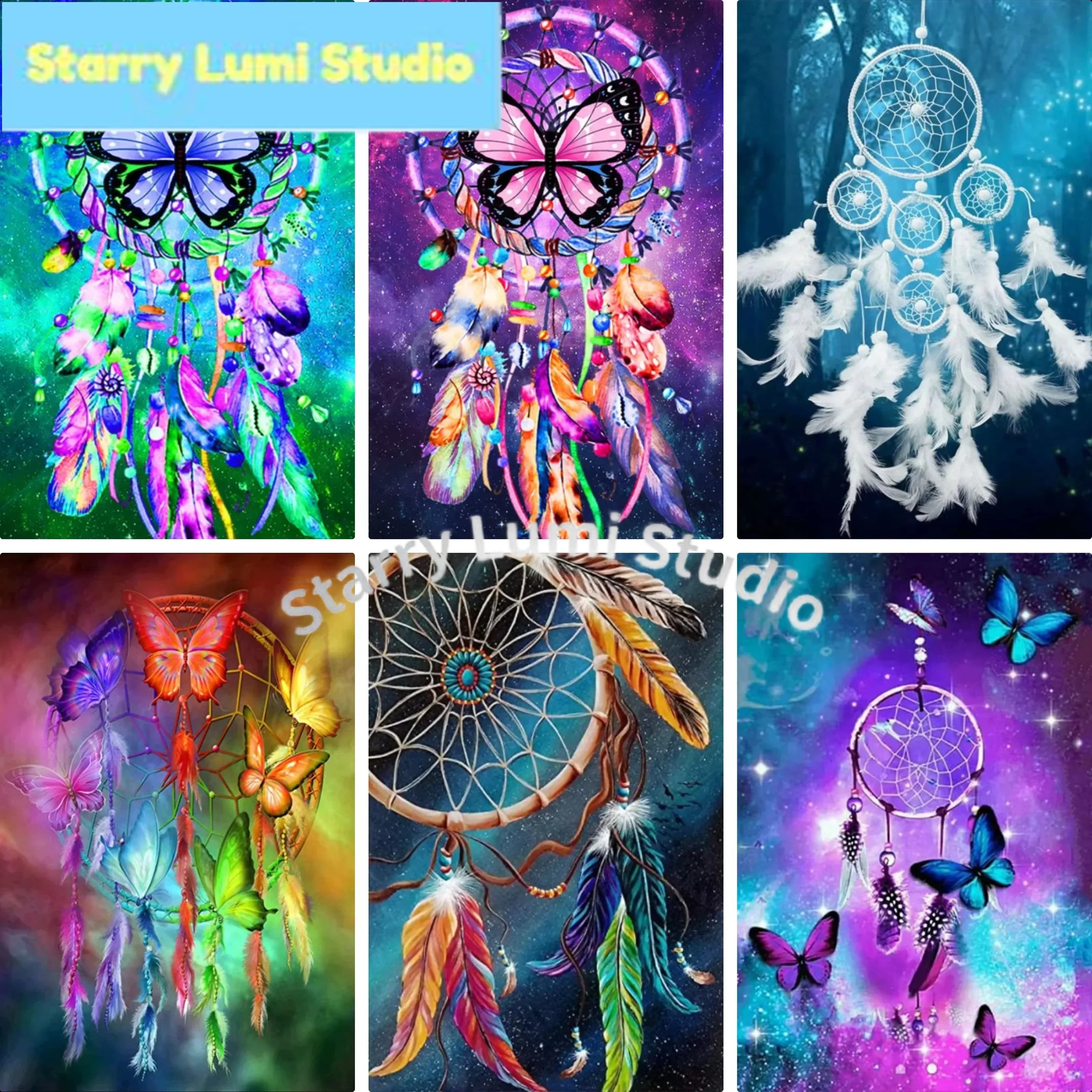 Embroidery Dream Catcher Colorful Butterfly Feathers Diamond Painting 5D Full Drill Kit Picture Home Decor