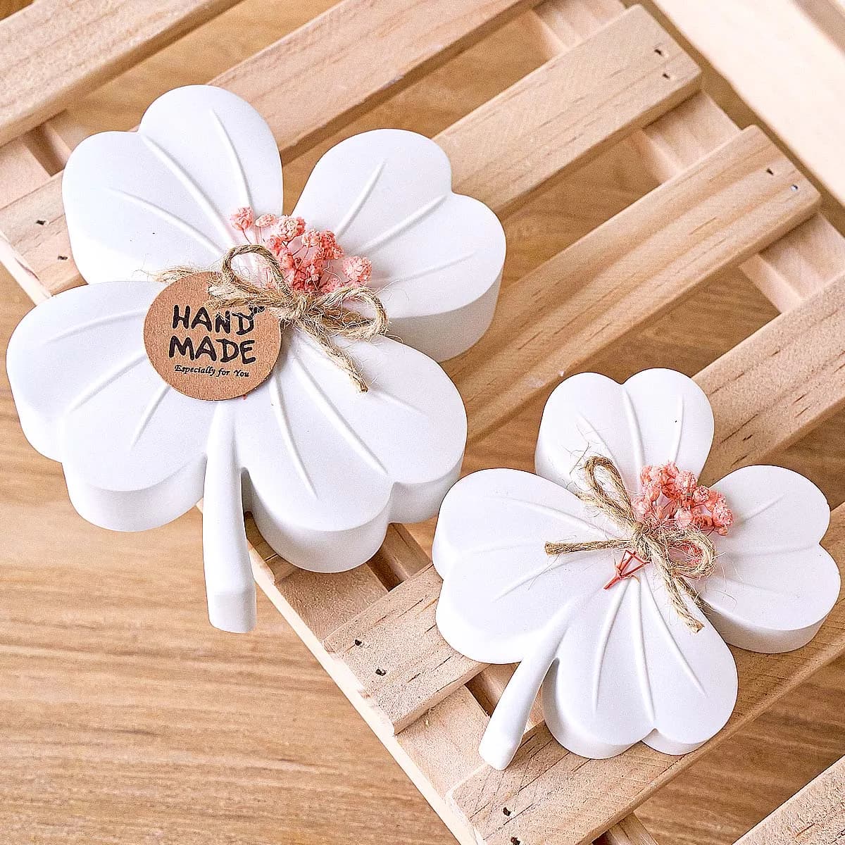 Stampo in Silicone 3D a Forma di Quadrifoglio per Candele, Ornamenti in Gesso Aromaterapici, Stampi per Argilla, Sapone, Gesso e Resina