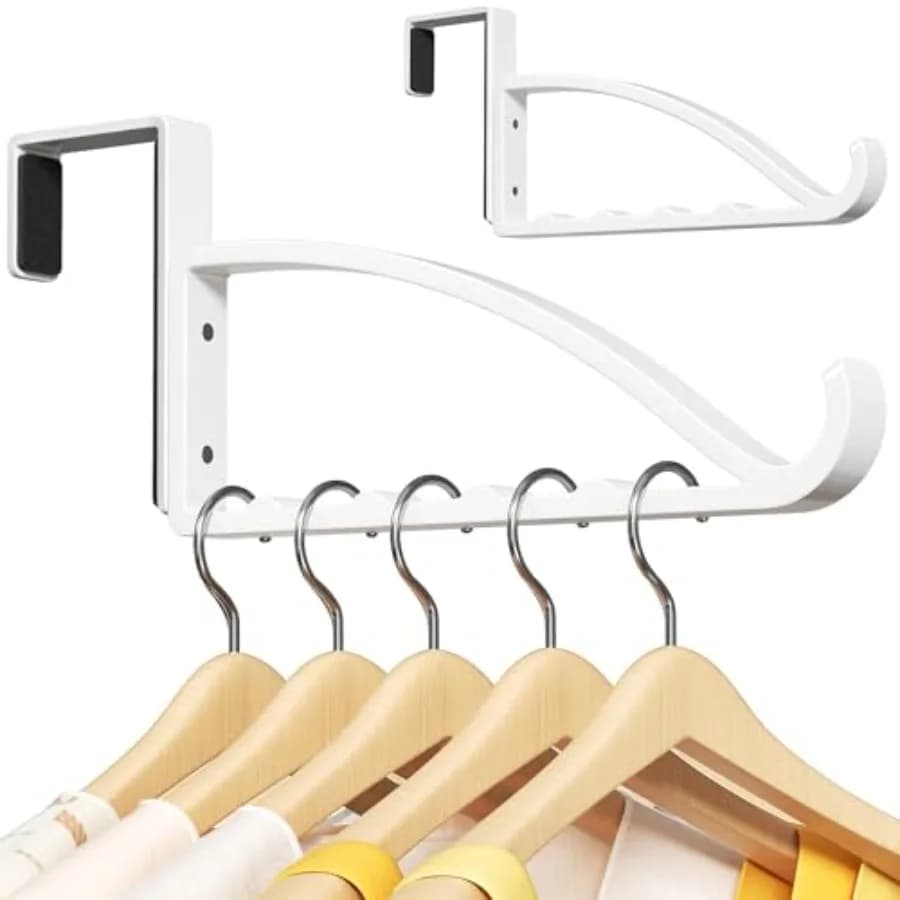 2 Pack Over The Door Coat Hanger, Heavy Duty Metal Door Hanger Rack for Clothes, Coats and Bags, with Front Hook, Fits Doors 1.