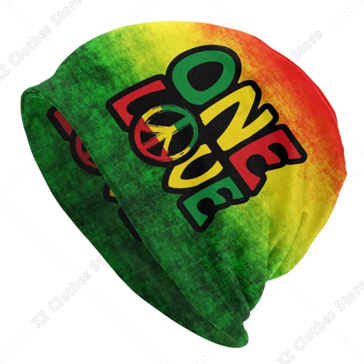 Custom ONE LOVE With Peace Symbol Skullies Beanies Caps Fashion Winter Warm Knitted Hats Unisex Adult Jamaican Reggae Bonnet Hat