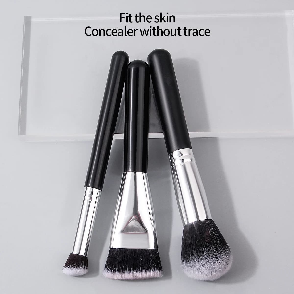 3 piece flat head soft contour brush, concealer brush, loose brush, multifunctional face makeup brush, portable makeup tool