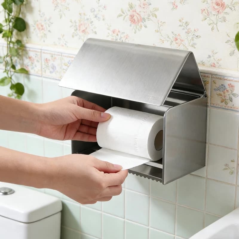 Accessori per il bagno Porta fazzoletti da parete senza perforazione per il bagno, porta fazzoletti quadrato in acciaio inossidabile