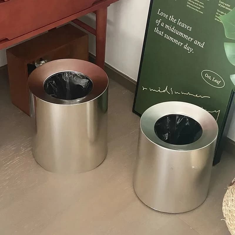 Cestino per Rifiuti in Metallo Imitazione Argento Elettroplaccato, Contenitore Premium per Casa, Soggiorno, Camera da Letto, Ufficio, per la Raccolta Differenziata