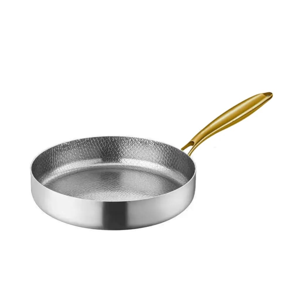 Titanium Alloy Hammered Texture Frying Pan Uncoated Scratch Resistant Non-stick Pot Fast Heating Wear-resistant Steak Skillet