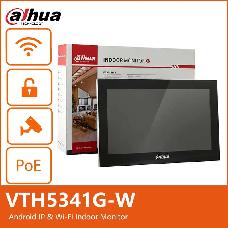 Dahua WiFi Android POE Monitor da interno intelligente da 10 pollici Videocitofono Altoparlante incorporato Campanello senza fili Sicurezza IP VTH5341G-W