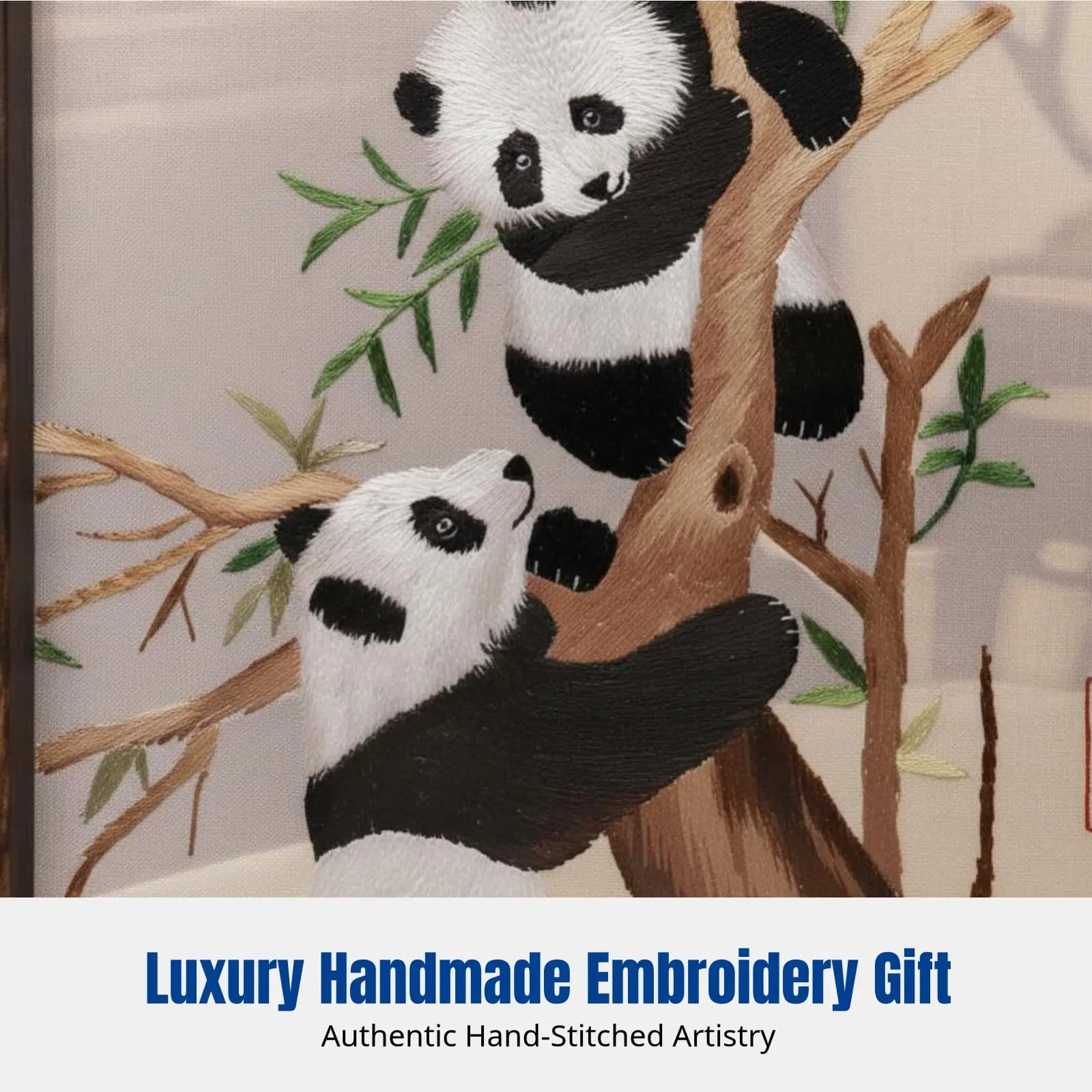 Sichuan Panda Embroidery, Handmade Double-Sided Silk Art, Chinese Cultural Gift, Unique Souvenir for International Friends