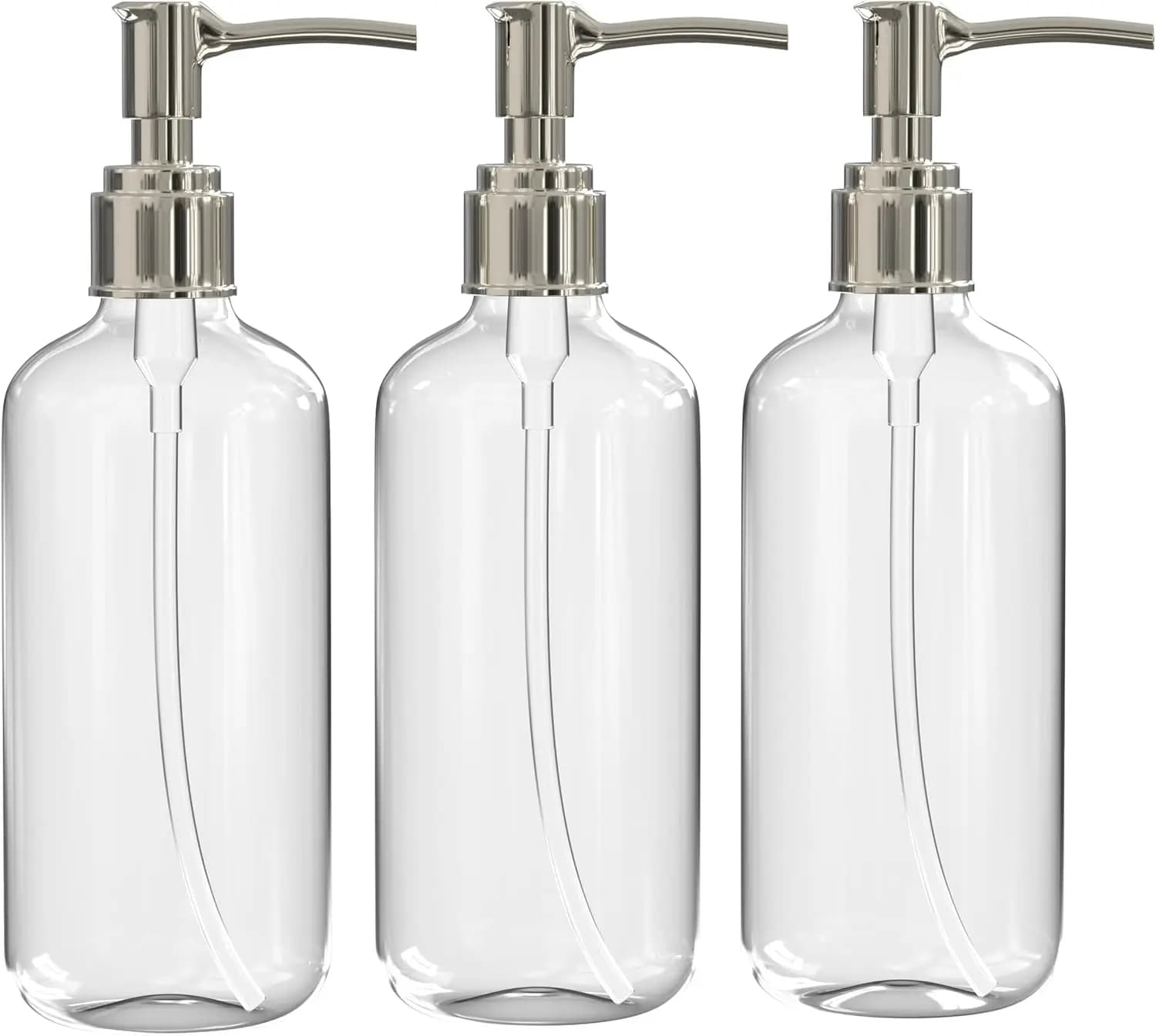 Flaconi Dispenser di Sapone Trasparenti Ricaricabili con Pompa, 470 ml (Confezione da 3) | Contenitori in Plastica Senza BPA per Sapone Liquido, Lozione, Shampoo