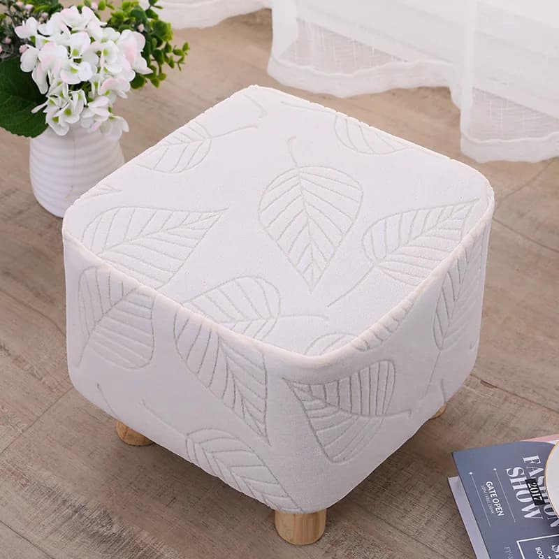 Copertura per Pouf a Forma di T in Jacquard Tinta Unita, Elastica e Resistente, Rivestimento Morbido per Poggiapiedi, Decorazione per la Casa