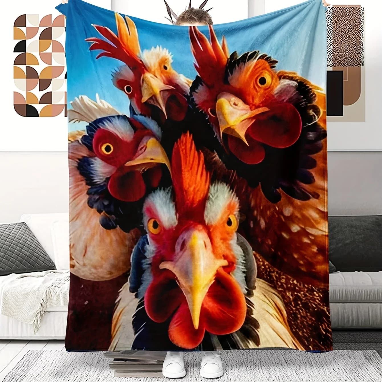 Just A Girl Who Loves Chickens Blanket - Lightweight Flannel, Cute Cartoon Animal, All-Season for Bed, Sofa