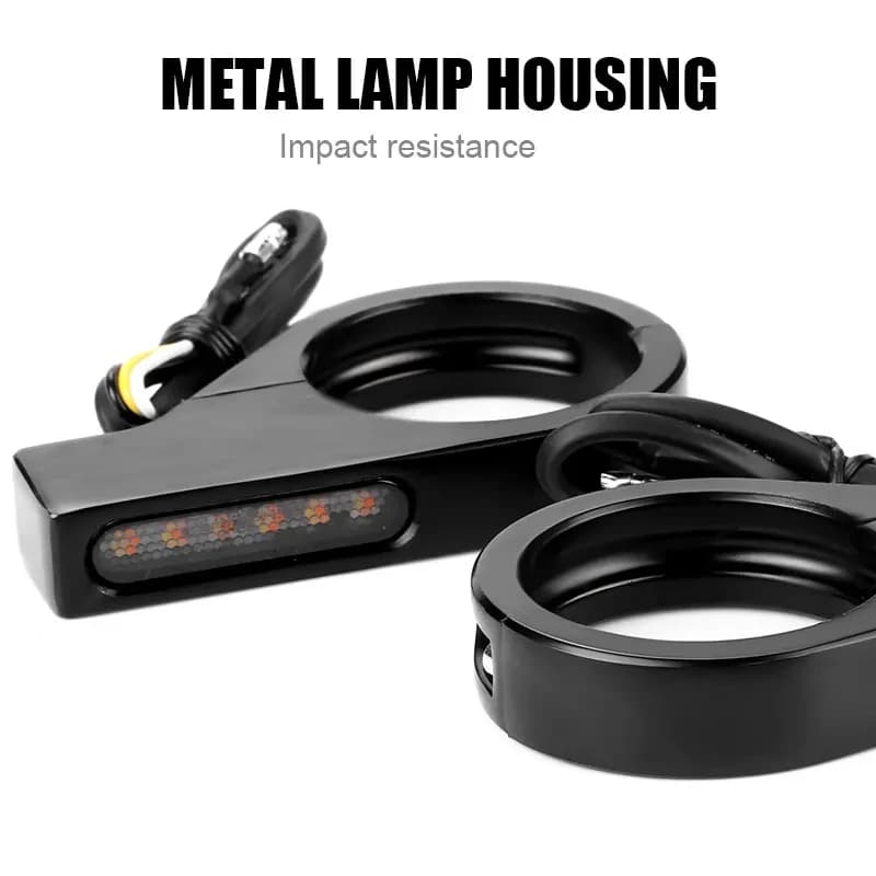 Universal 12V Amber LED Turn Signal Compatible with Motorcycle 39-41mm Fork Tubes Durable Aluminum Blinker for Scooter Dirt Bike