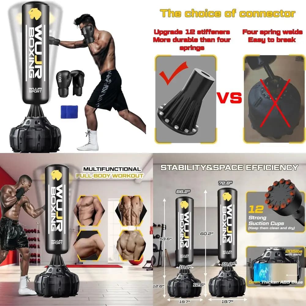 Boxing bag Self-supporting 70'''' with Gloves, Pesante bag with suction cup for Adult Men, Kickboxing bag
