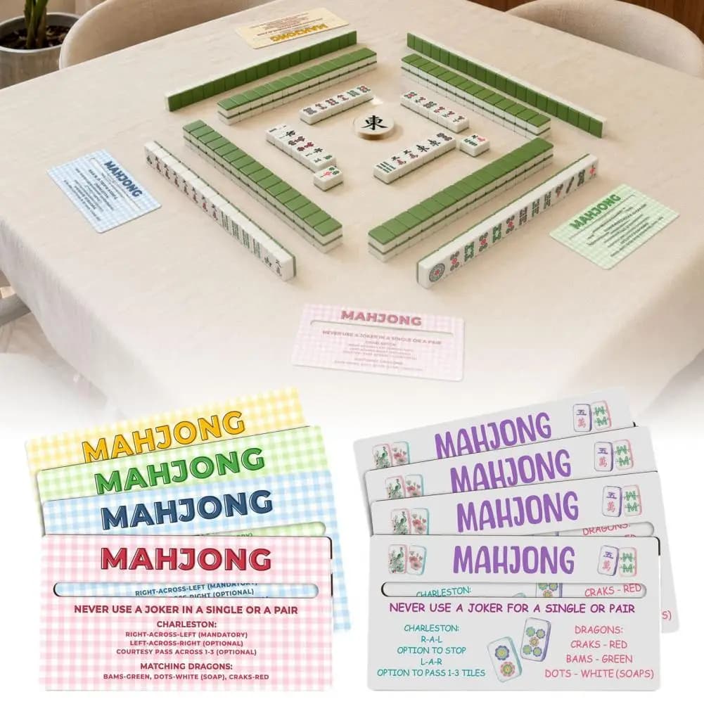 Mahjong Core Rule Prompts 4 Pcs Mahjong Line Reader with Rules American Mahjong Scoring Card Sliding Tile Guide for Beginners