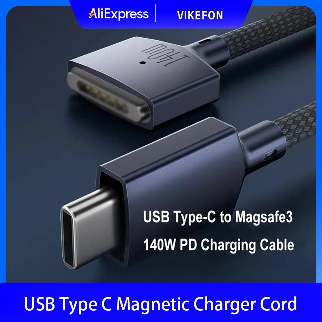 Cavo di ricarica magnetico USB tipo C a Mac-safe 3 da 2 m Cavo di ricarica per laptop Convertitore PD 140 W per MacBook Air/Pro A2442 A2485 A2681