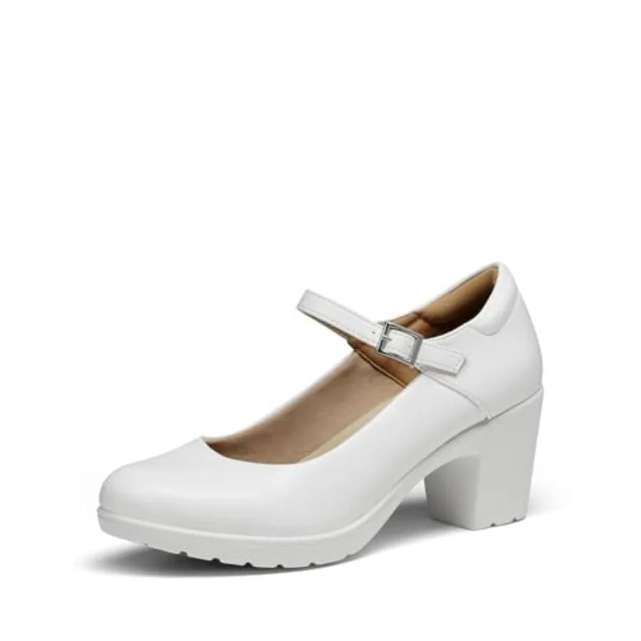 Scarpe da Donna EDENIA con Tacco Basso e Grosso, Modello Mary Jane, Punta Chiusa, Comode per Lavoro, Cerimonie e Matrimoni