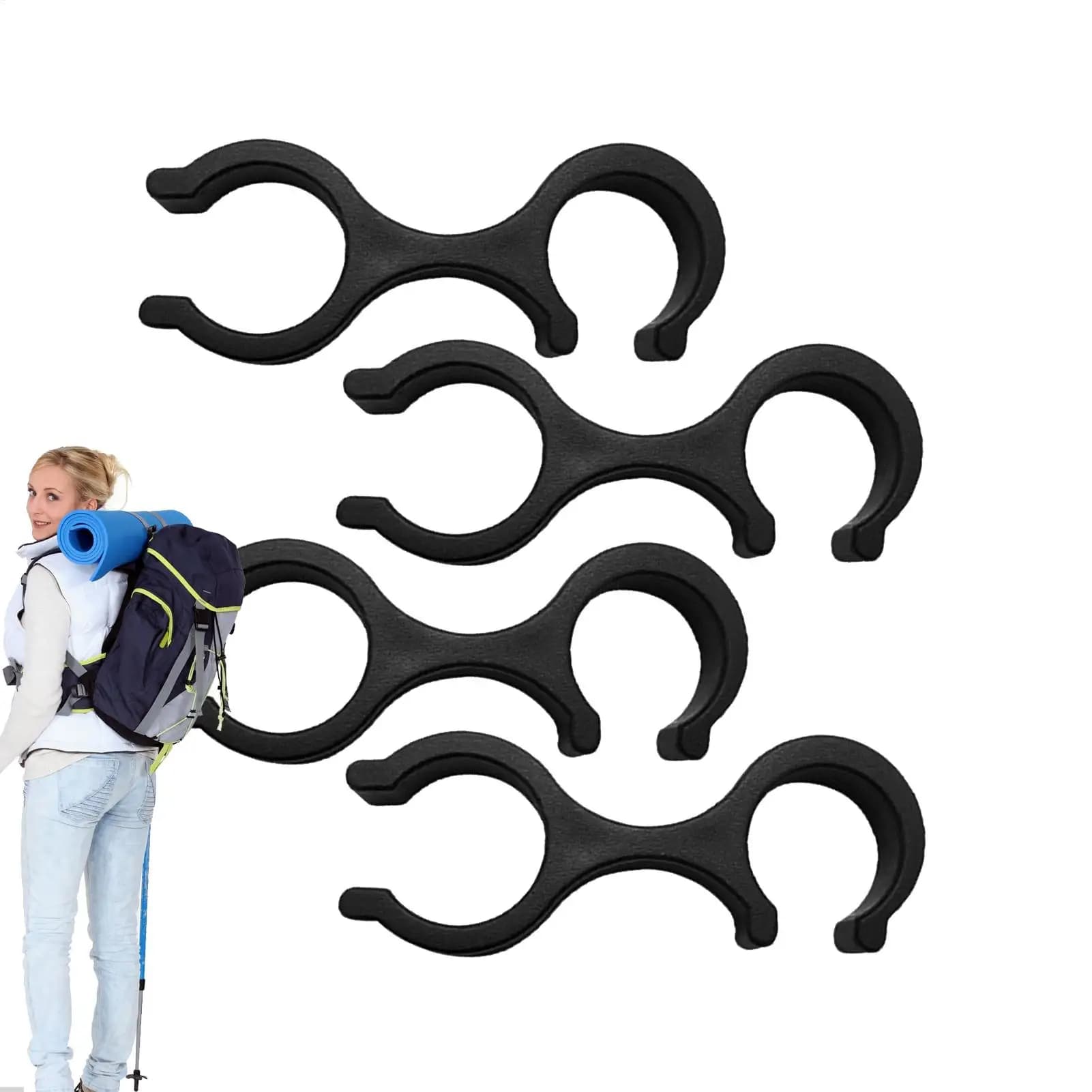 Clip per Bastoncini da Trekking, 4 Pezzi, Organizzatore per Bastoni da Escursionismo, Supporto a Sgancio Rapido a Forma di 8 per Zaini e Campeggio