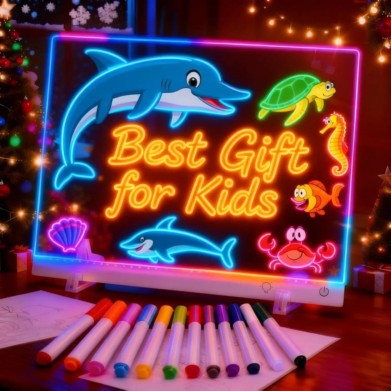 Tavola da disegno a LED con 13 effetti luminosi, tablet luminoso ricaricabile da 17 pollici, tavoletta da disegno illuminata a LED per regalo di compleanno per bambini