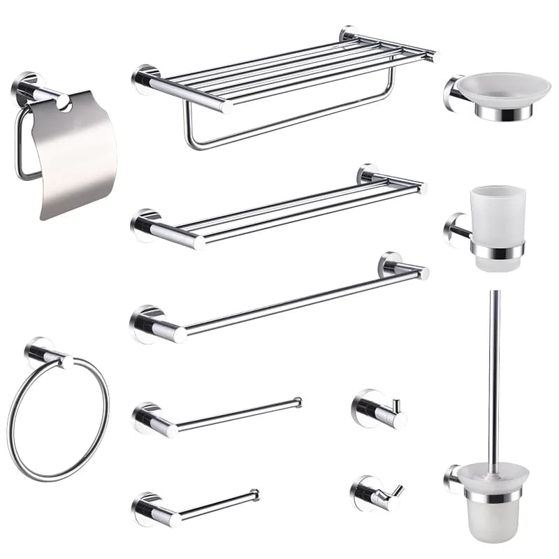 Accessori per il Bagno in Acciaio Inox Cromato: Portasciugamani, Anello Portasciugamani, Portarotolo, Barra Portasciugamani, Portascopino WC