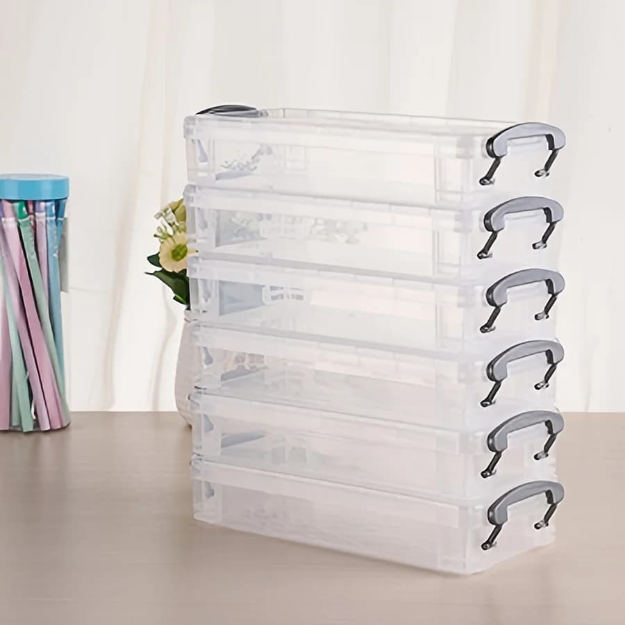 (3 transparent black pieces) large capacity pencil case, office supplies box, brush box and pencils, watercolor