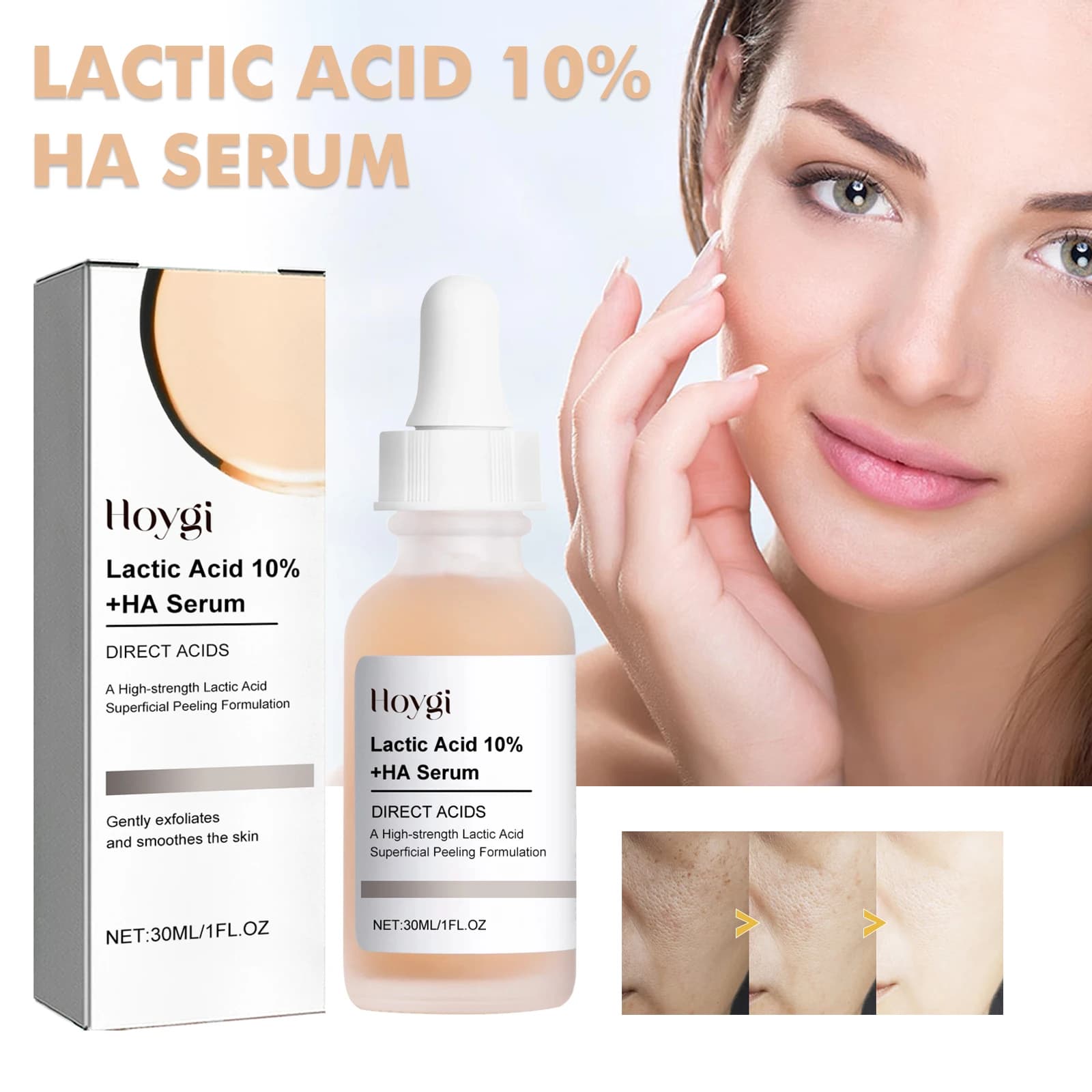 Lactic Acid Face Essence Anti Acne Wrinkle Brightening Moisturizing Hydrating Smooth Exfoliating Anti Aging Serum All Skin Types