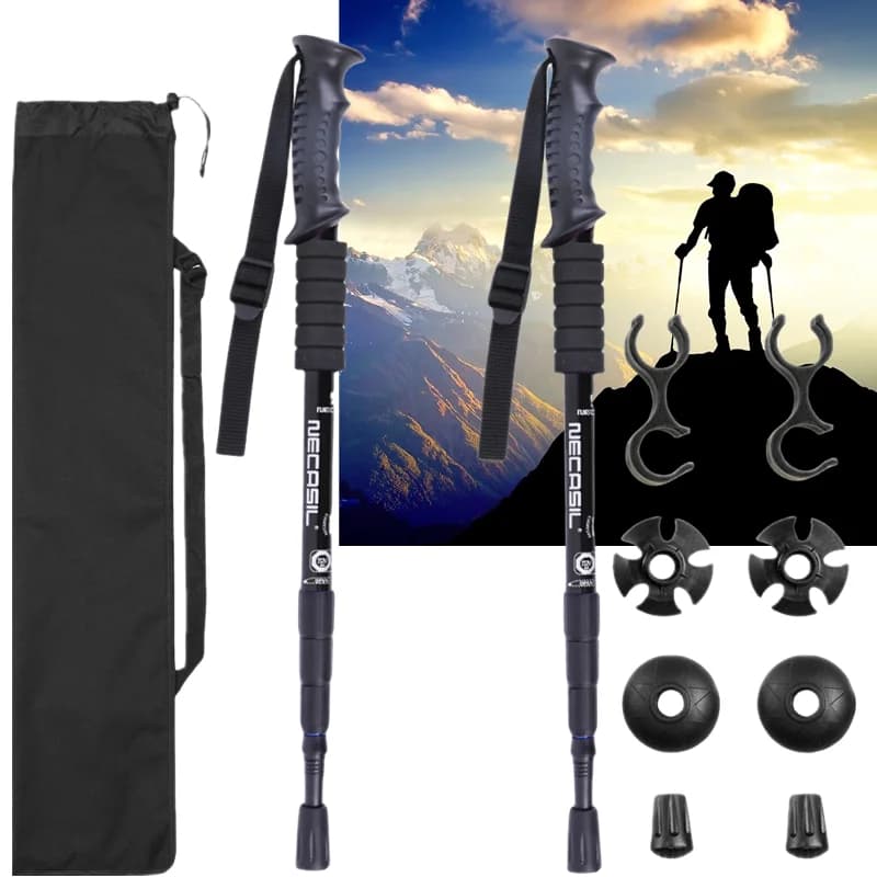 2 pcs/lot Trekking stick walking stick for excursions Nordic walking stick aluminum ski stick telescopic rod outdoor trekking crutches