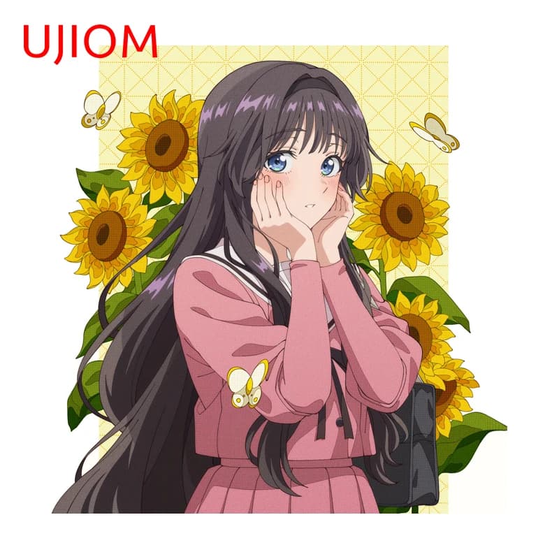 UJIOM Kaoruko Waguri Anime Waifu Adesivo da parete Laptop Graffiti Baby Nursery Room Fermaporta Decalcomania in PVC Smart Home Murales