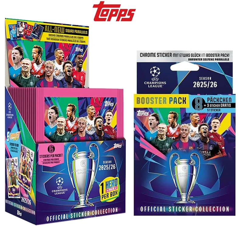 New 25/26 TOPPS Champions League Collection Stickers Full Box Eco Pack Seek Limited Signature