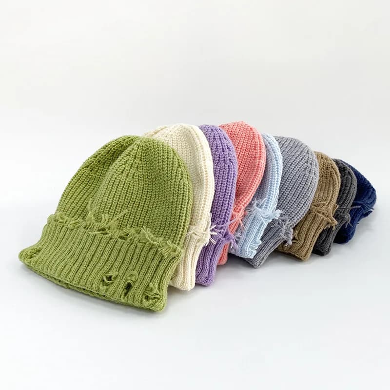 Cappello lavorato a maglia autunno e inverno 1 pezzo, cappello elastico alla moda con fori, adatto per adulti e studenti adolescenti