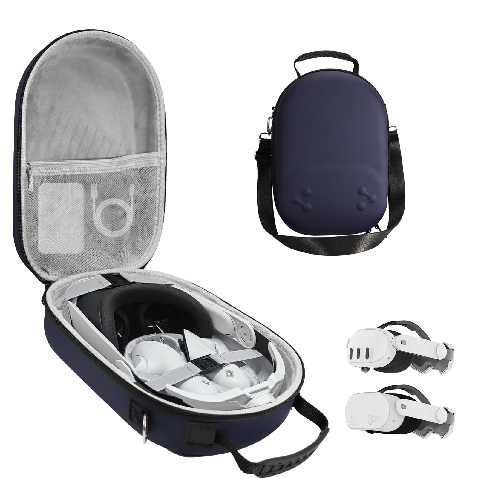For Meta Quest 3/3S case compatible with Standard/Elite strap, Quest3 VR hard case with Elite strap, travis