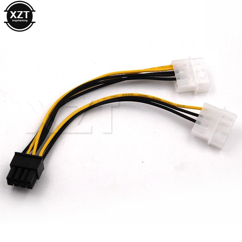 Hot 6 pollici 2 x Molex da 4 pin a 8 pin PCI Express Scheda video Pci-e ATX PSU Cavo convertitore di alimentazione - Adattatore da Molex a Pcie 8 pin nuovo